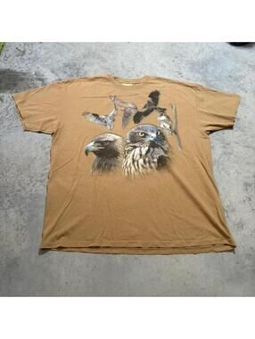 Vintage Y2K The Mountain Eagle Owl Wildlife Graphic T Shirt XXL USA Nature